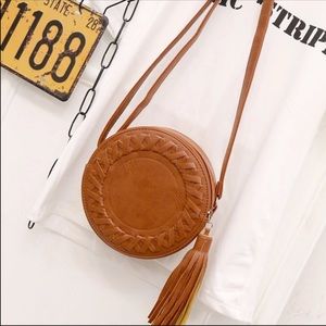 Brown Crossbody Bag with Tassel